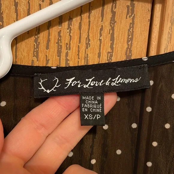 For Love and Lemons Truffles Polka Dot Babydoll Mini Dress Black,  Size XS - Picture 3 of 3